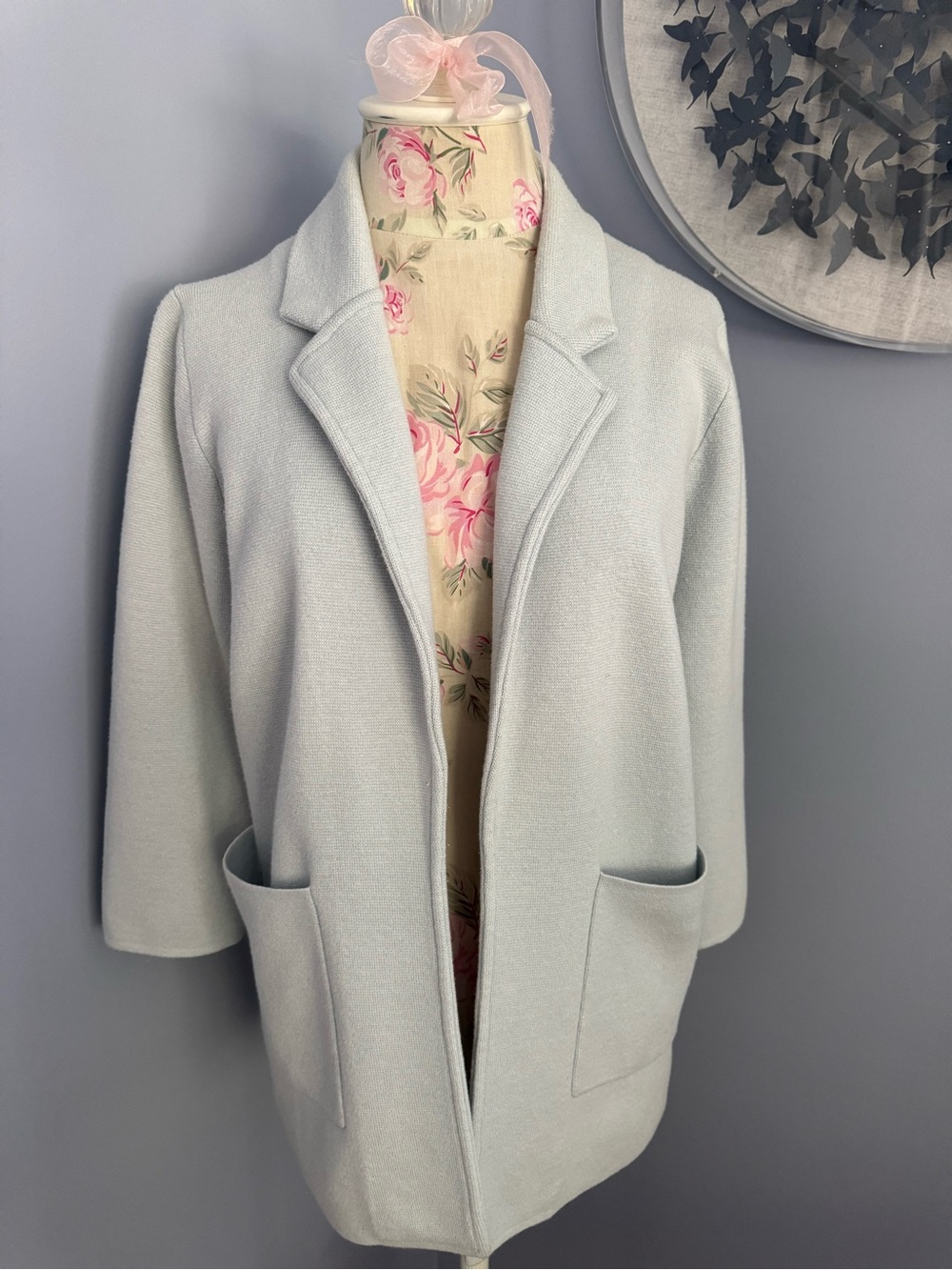 J. Crew Sophie Pale Blue Open-Front Blazer Coat